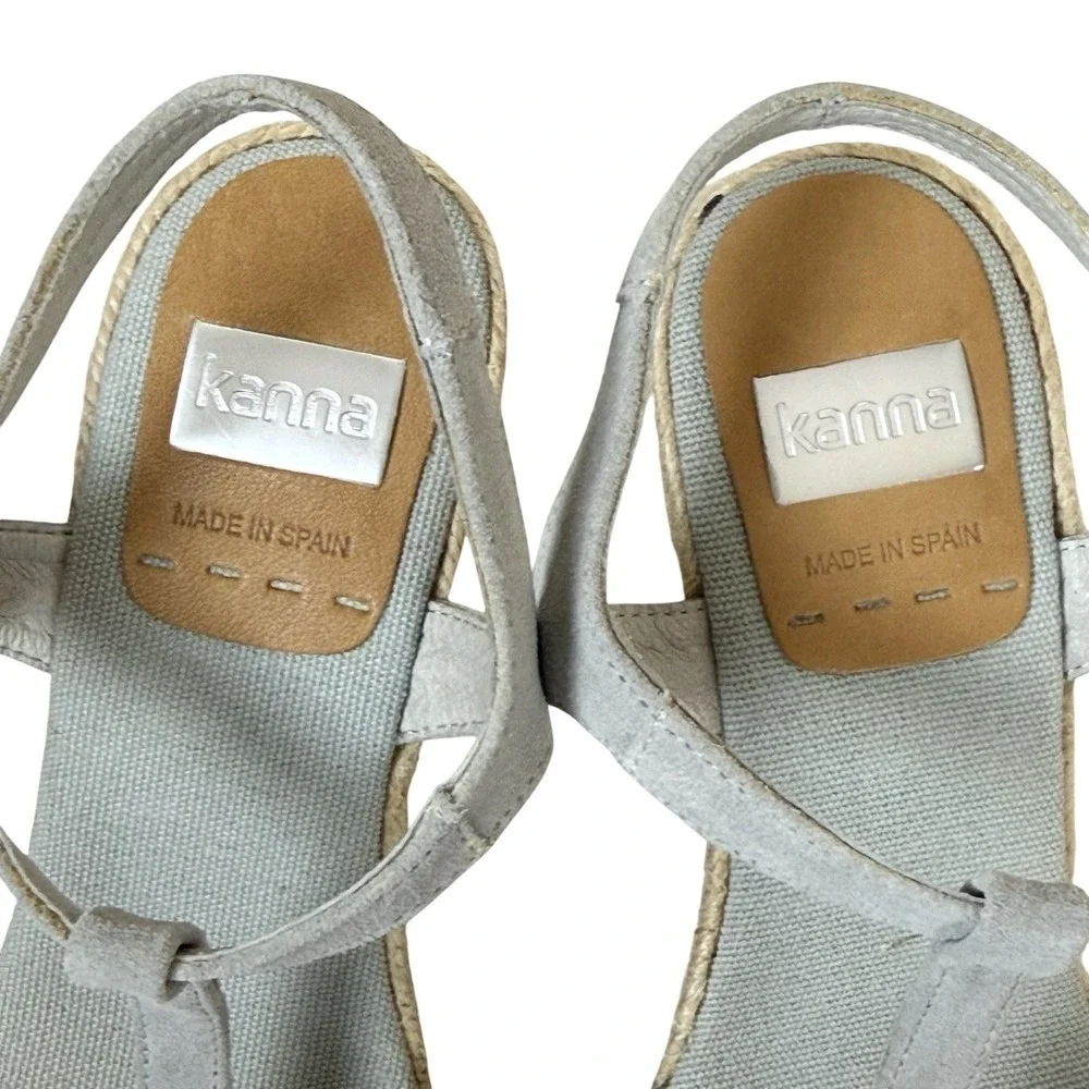 Kanna Womens Espadrille Wedge Strappy‎ Sandals Gray Blue Size 39 US 8.5 Spain
